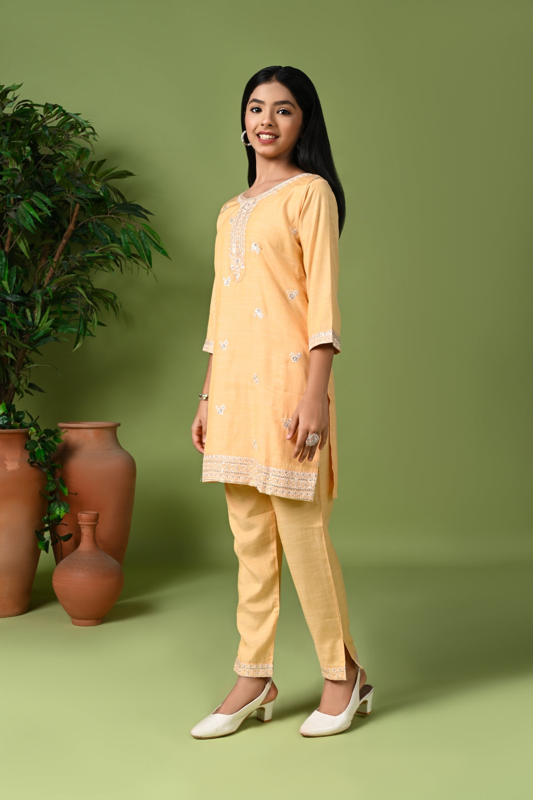 Pastel Blue Embroidered Kurta Set with Pants & Dupatta