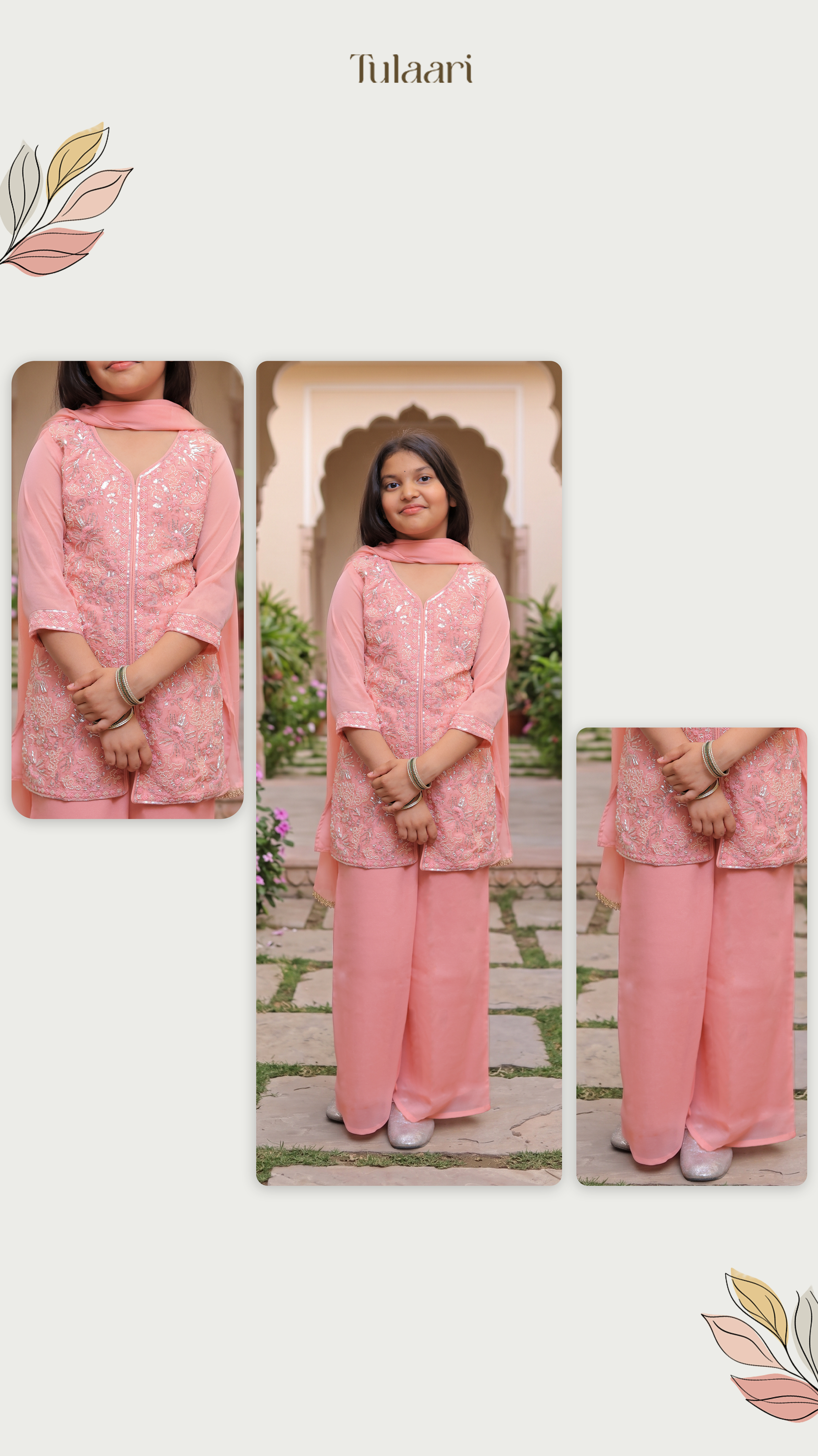 Peach Beads and Sequins Hand Embroidered Georgette Pallazo Set