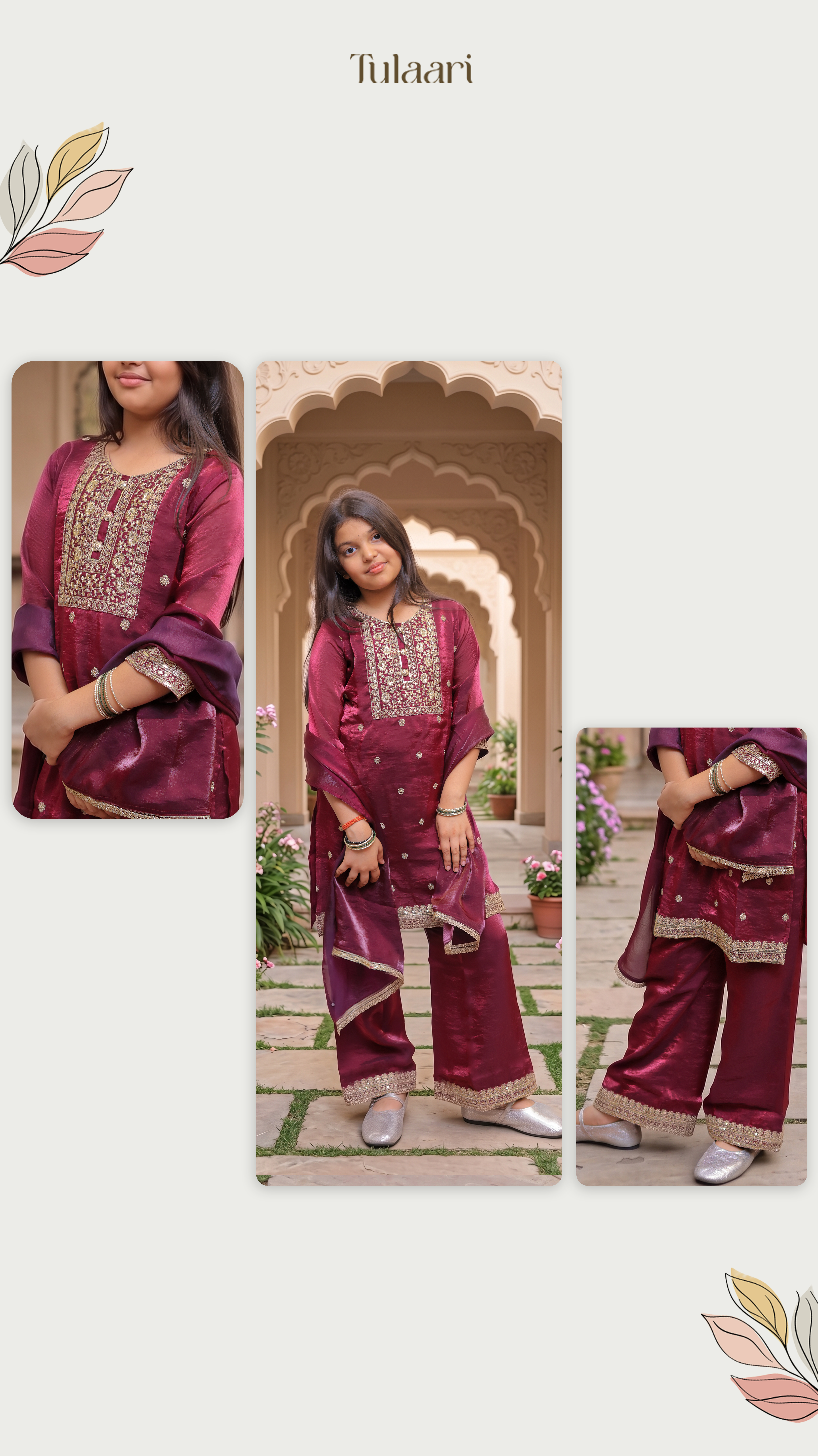 Satin Zari Embroidered Indo Western Pallazo Set