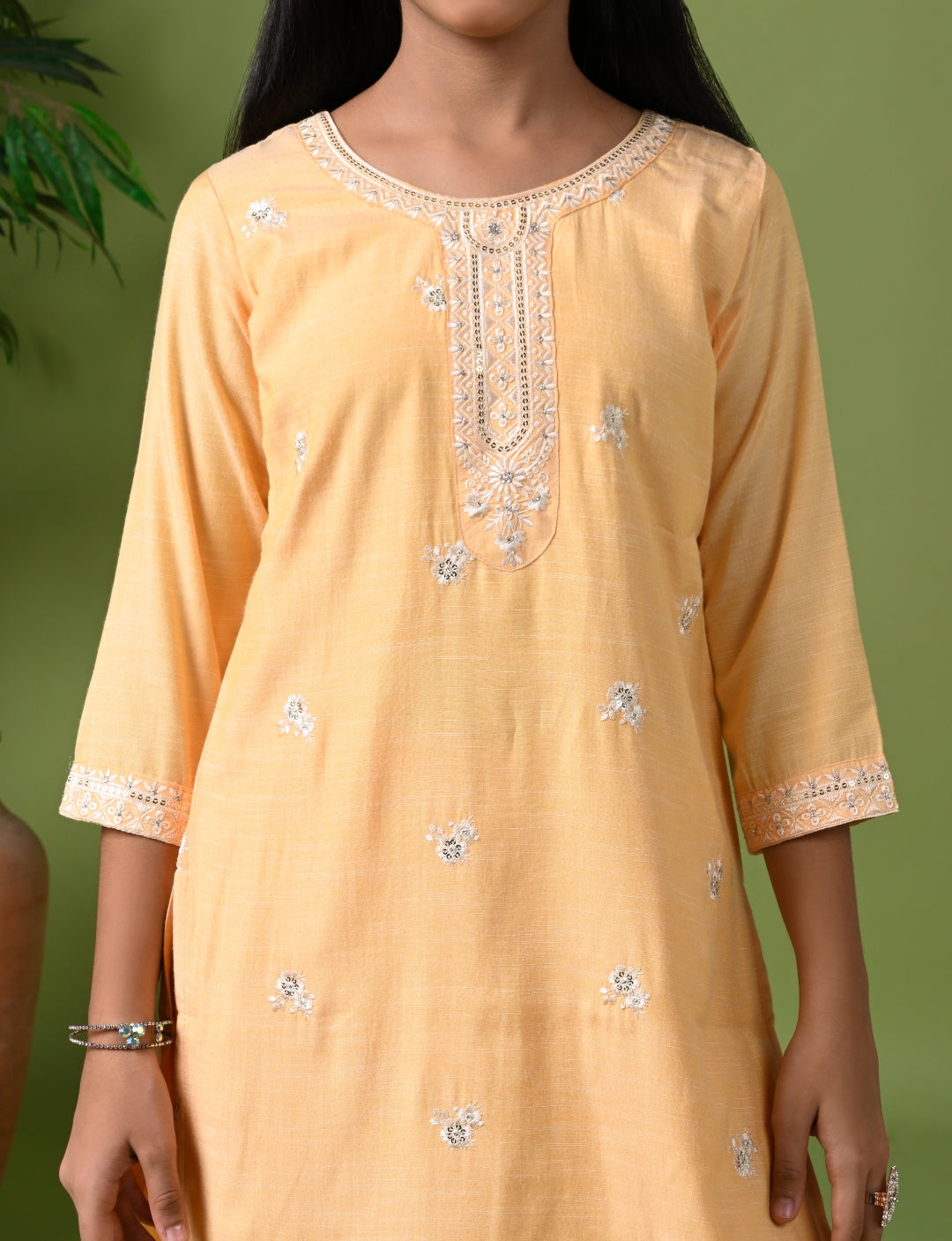 Pastel Blue Embroidered Kurta Set with Pants & Dupatta